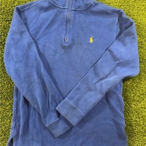 Ralph Lauren Navy Quarter-Zip Sweater with Yellow Logo